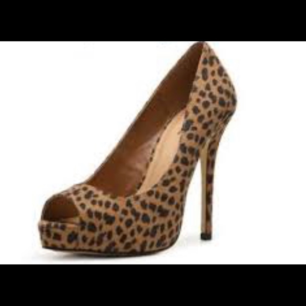 Diba leopard open toe pumps